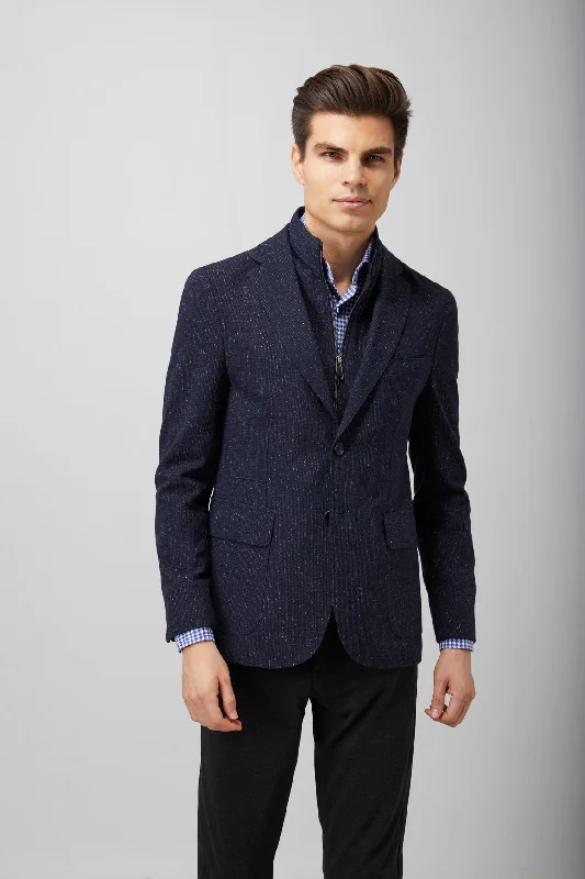 Navy Speckle Zip Up Sportcoat