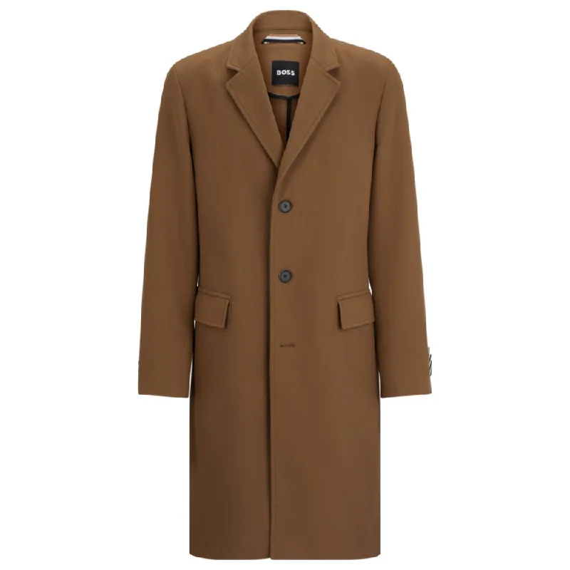 Slim-fit coat in a cotton blend