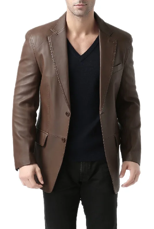 BGSD Men Grant Two-Button Leather Blazer