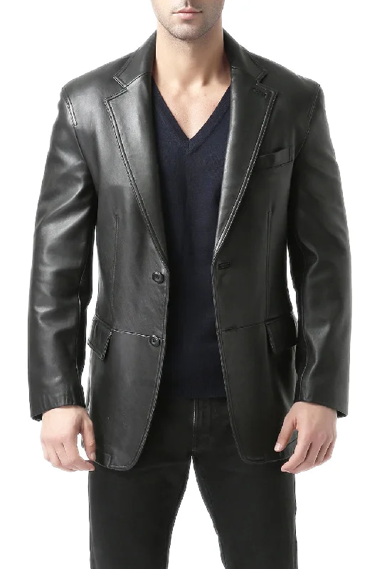 BGSD Men Grant Two-Button Leather Blazer