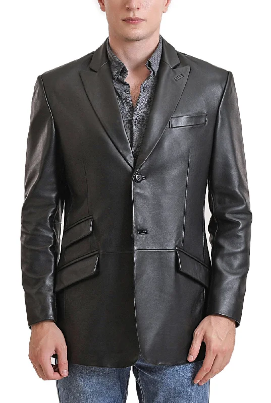 BGSD Men Noah Two-Button Lambskin Leather Blazer