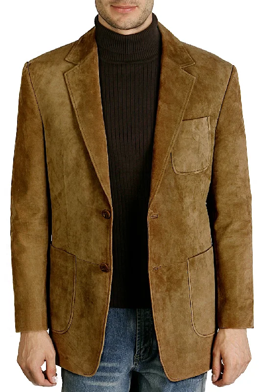 BGSD Monogram Collection Men Steve Two-Button Suede Leather Blazer