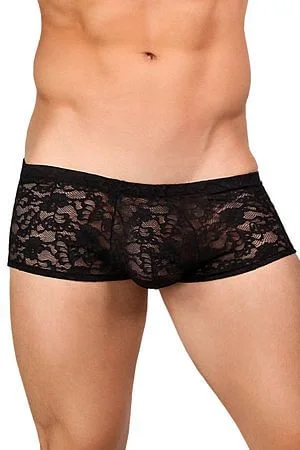 Vintage - style men's briefs for a retro lookBlack Stretch Lace Mini Short