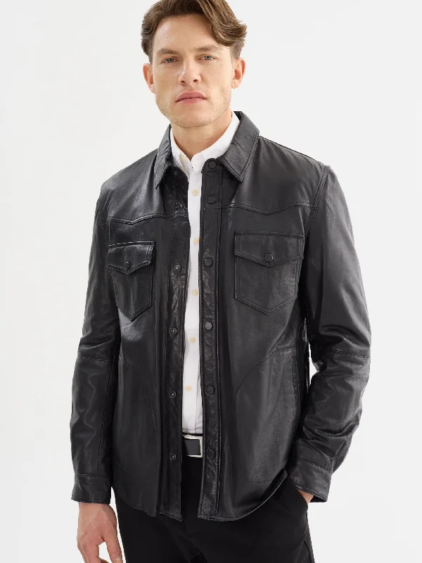 Grant Leather Jacket- Black