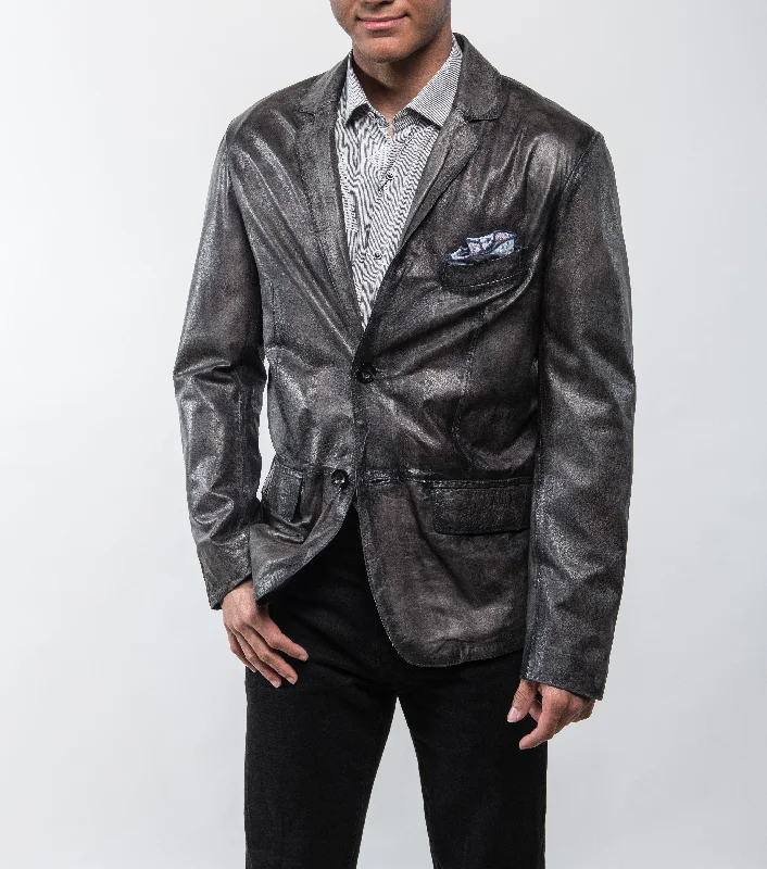 Joshua Lambskin Leather Jacket- Charcoal