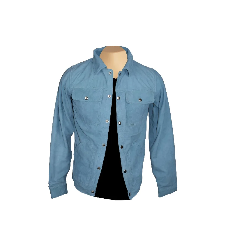 Sky blue suede shirt