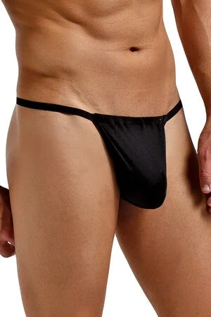 Rhinestone - embellished men's thongs for glamourMens Black Silk G-String
