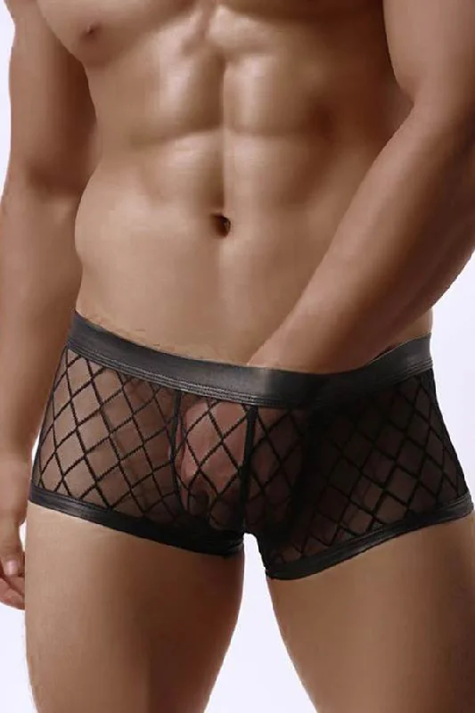 Designer - label men's briefs for high - end fashionMens Sexy Sheer Black Boxer Underwear Designer - label men's briefs for high - end fashionMens Sexy Sheer Black Boxer Underwear