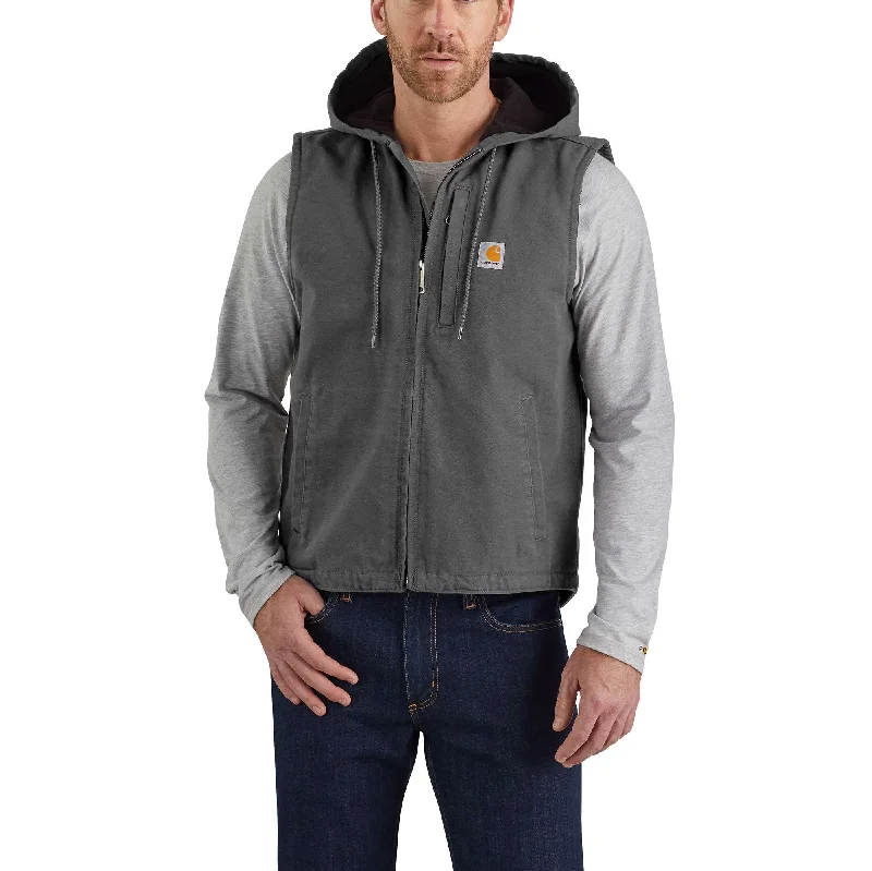 Relaxed Fit Washed Duck Fleece-Lined Hooded Vest