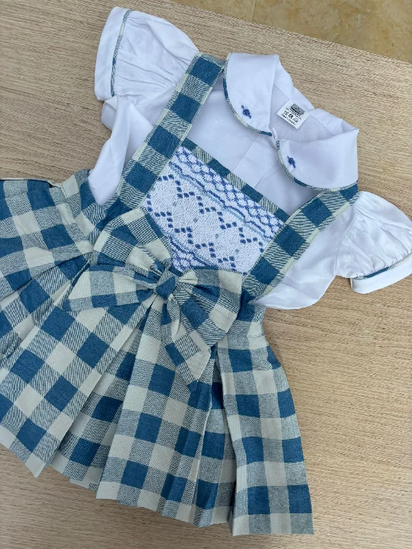 Blue check pinafore