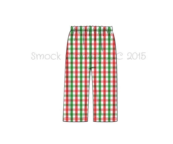 Boy's red and green gingham cotton pants (3m,12m,18m,2t,4t,5t,6t)