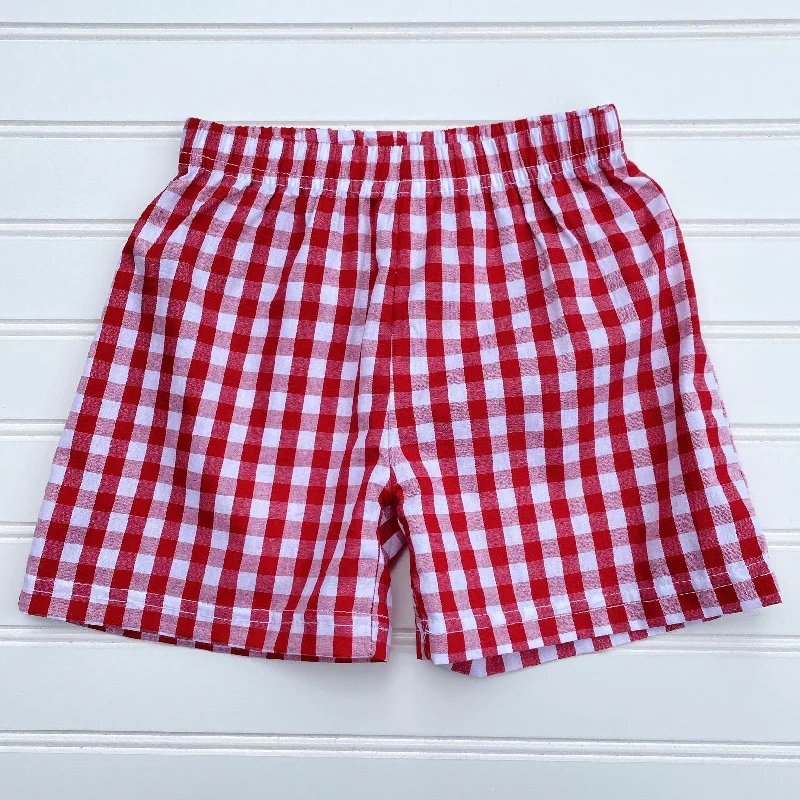 Boys Shorts - Red Large Check