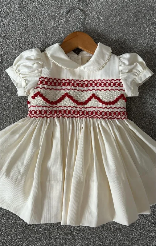 Cream and red garland dress