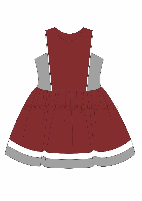 Girl's knit light garnet* with gray trim cheer dress (24m)