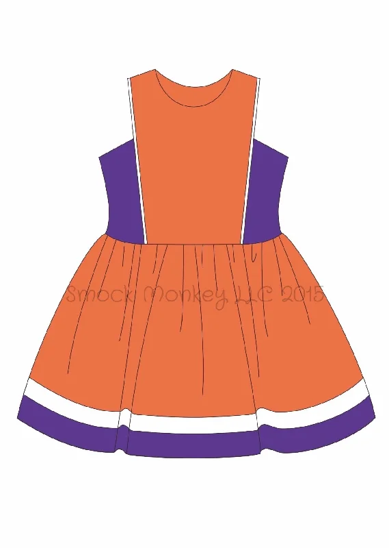 Girl's knit orange with purple trim cheer dress (18m)