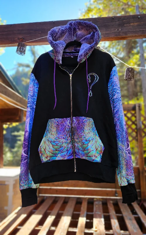 Large and 3X Saphira Zip Up with Purple Faux Fur in the hood