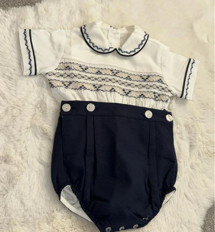 Pique Navy&cream boys suit