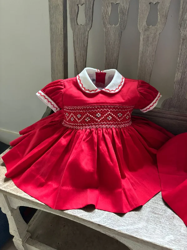 Red luxe smock front and back dress