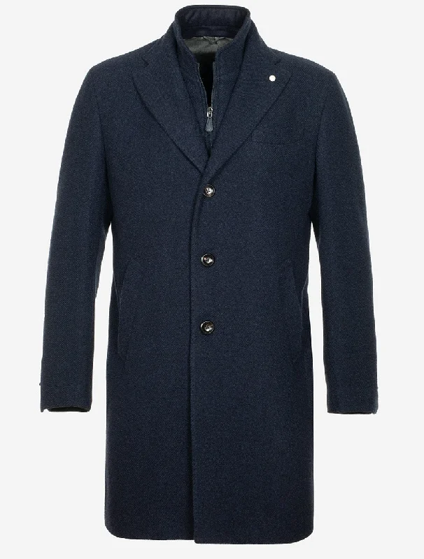 Wool And Silk Overcoat Blue