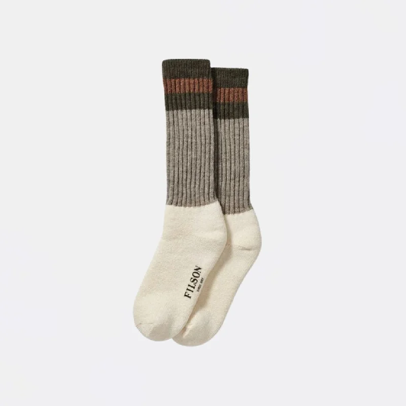 Hiking men's socks for outdoor adventures1970’s Logger Thermal Sock (Green + Brown)