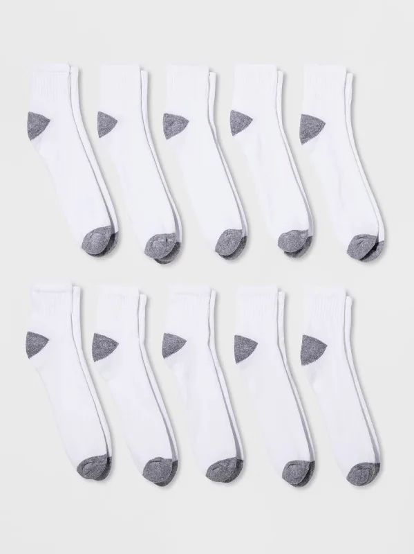 Compression men's socks for reducing swellingMen's 10 Pairs Plain Long Socks,White