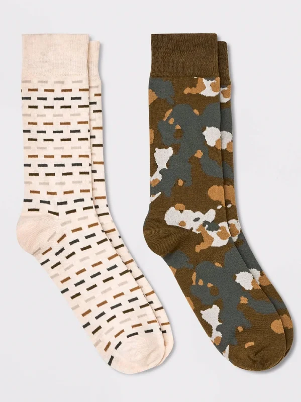 Bamboo men's socks for natural antibacterial propertiesMen's 2 Pairs Printed Socks,Olive/Cream Bamboo men's socks for natural antibacterial propertiesMen's 2 Pairs Printed Socks,Olive/Cream