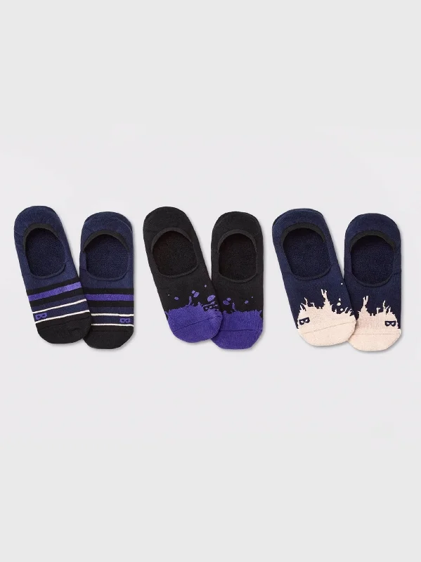Athletic men's socks with arch supportMen's 3 Pairs Printed Socks,Navy/Black