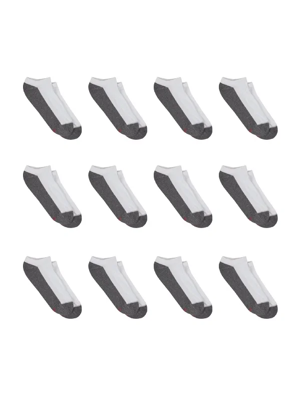 No - show men's socks for wearing with loafersMen's 12 Pairs Colorlocked Socks,White/Grey