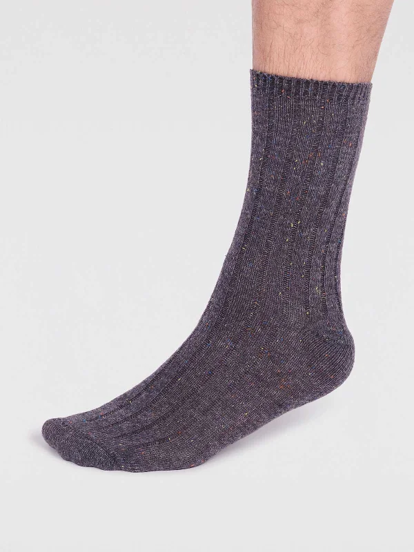 Moisture - wicking men's socks for drynessAaron Ribbed Wool Blend Fleck Socks - Grey Marle Moisture - wicking men's socks for drynessAaron Ribbed Wool Blend Fleck Socks - Grey Marle