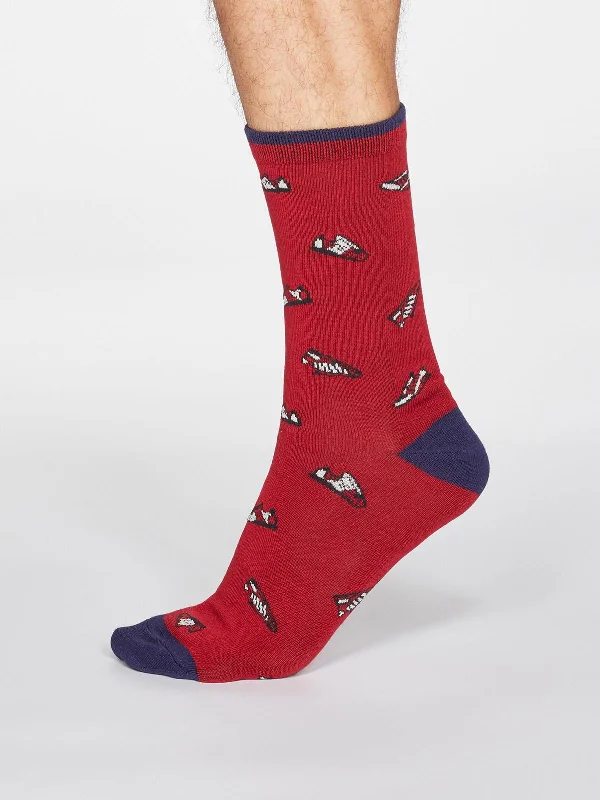 Organic men's socks for an eco - friendly choiceAiden Trainer Socks - Berry Red