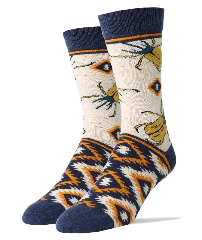 Patterned men's crew socks, like argyle or plaidBeetle Herb