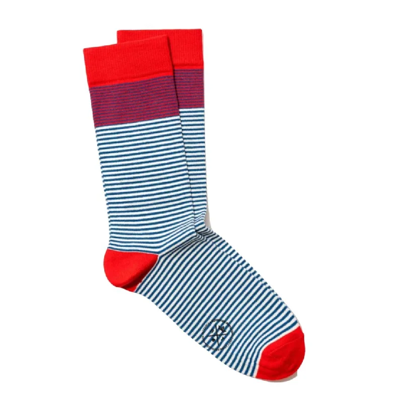 Merino wool men's socks for warmth and breathabilityBreton Stripes (Denim)