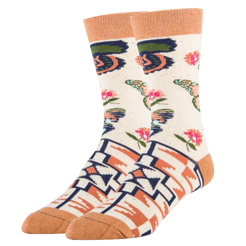 Soft - touch men's crew socks for a gentle feelButterfly Print