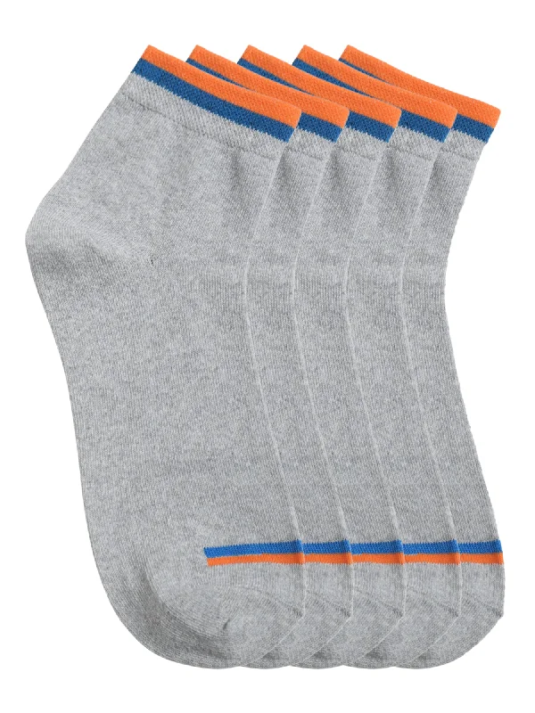 Organic men's socks for an eco - friendly choiceMen's Grey Melange Fashion Ankle length Socks -Pack of 5