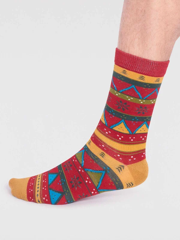 Ankle men's socks for a low - profile lookCasper Bamboo Christmas Fairisle Socks - Bright Red