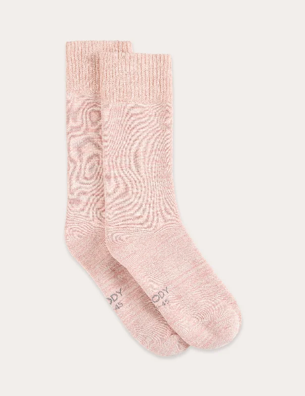 Silk men's socks for a smooth and soft touchChunky Bed Socks - Dusty Pink Marl