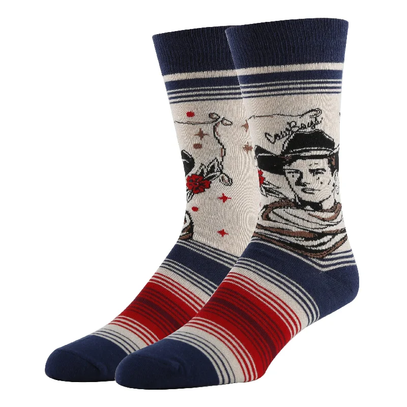 Wool men's crew socks for warmth in winterCowboys Cry Socks