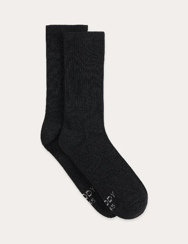 Hiking men's socks for outdoor adventuresCushioned Crew Socks - Black