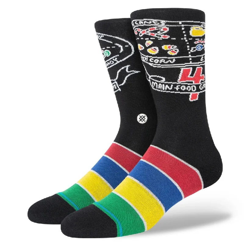 Sheer men's socks for a delicate appearanceElf X Stance Food Groups Crew Socks (Black) Sheer men's socks for a delicate appearanceElf X Stance Food Groups Crew Socks (Black)