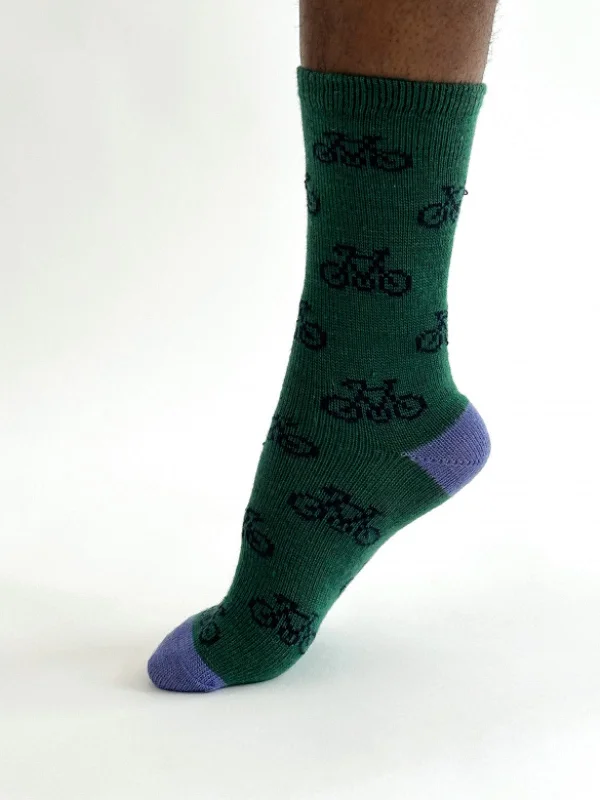 No - show men's socks for wearing with loafersErskine Bike Wool Socks - Dark Green