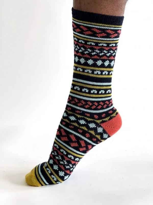 Thermal men's socks for cold climate protectionErskine Fair isle Wool Socks - Navy