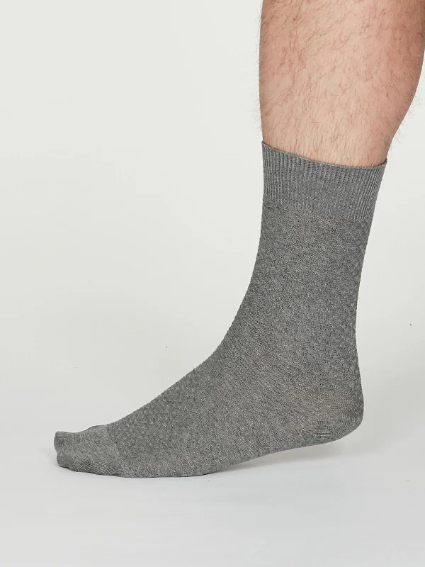 Thermal men's socks for cold climate protectionGEOFFREY SOCKS - MID GREY MARLE