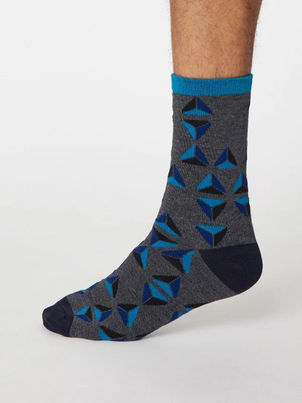 Merino wool men's socks for warmth and breathabilityGeometrico Socks - Dark Grey Marle