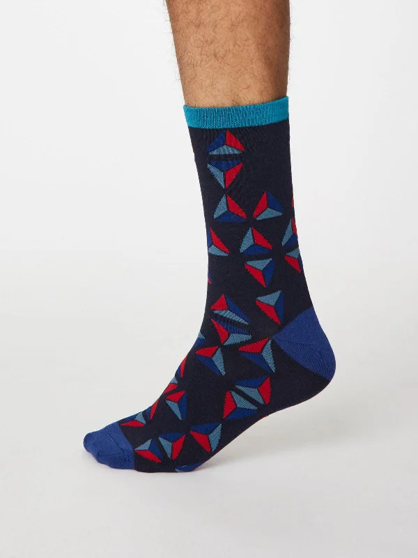 Diabetic men's socks for proper circulationGeometrico Socks - Dark Navy