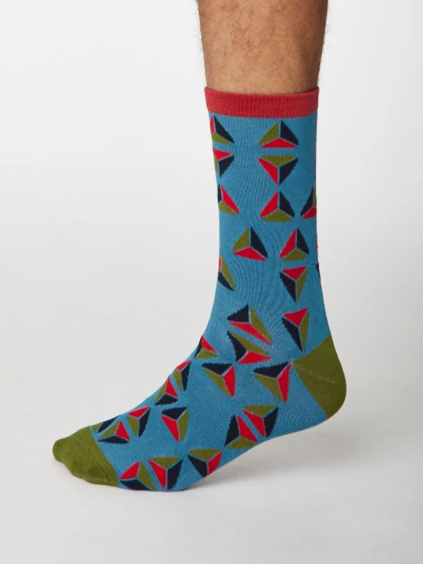 Cashmere men's socks for a luxurious feelGeometrico Socks - Dusty Blue