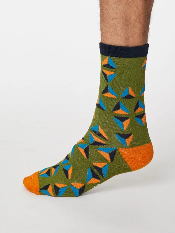 Dress men's socks for business and formal wearGeometrico Socks - Olive Green