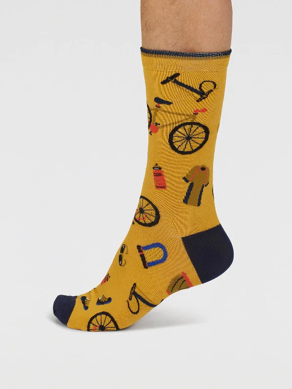 Ankle men's socks for a low - profile lookGriffen Bike Parts Organic Cotton Socks - Cumin Yellow