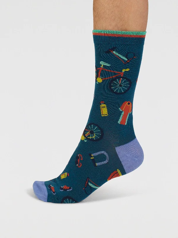 Silk men's socks for a smooth and soft touchGriffen Bike Parts Organic Cotton Socks - Lake Blue