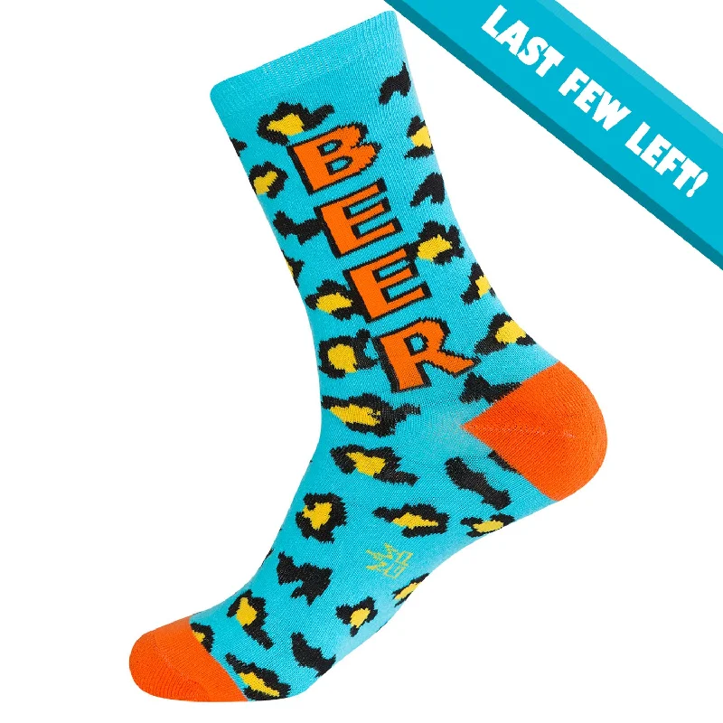 Soft - touch men's crew socks for a gentle feelGumball Poodle Unisex Crew Socks - Beer Leopard Soft - touch men's crew socks for a gentle feelGumball Poodle Unisex Crew Socks - Beer Leopard