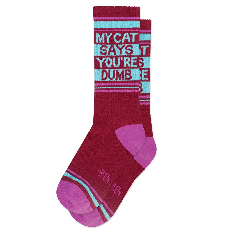 Organic cotton men's crew socks for sensitive skinGumball Poodle Unisex Crew Socks - My Cat Says You're Dumb Organic cotton men's crew socks for sensitive skinGumball Poodle Unisex Crew Socks - My Cat Says You're Dumb